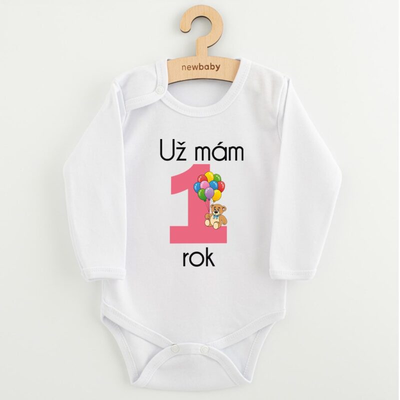 Body s potlačou New Baby Už mám 1 rok ružové