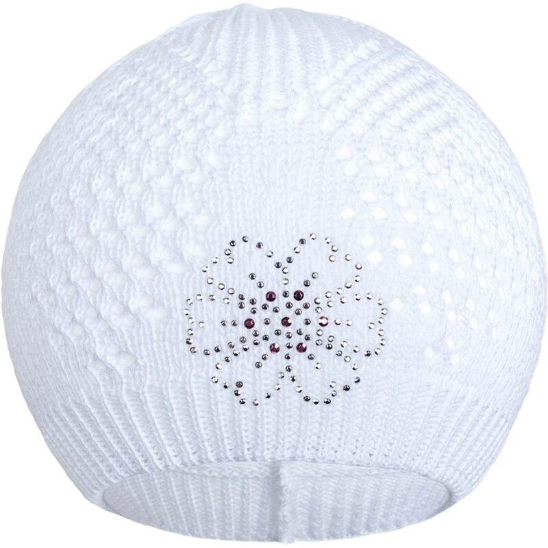 Pletená čiapočka New Baby kytička biela