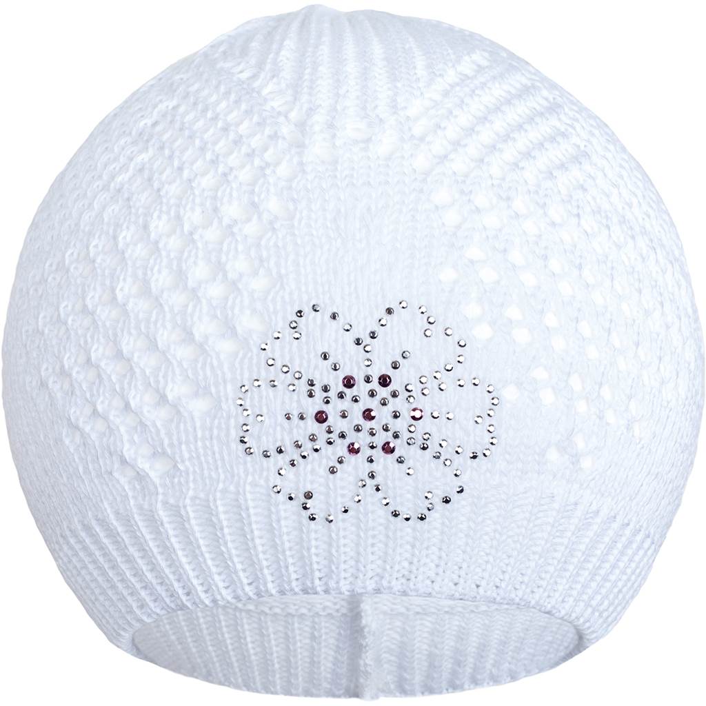 Pletená čiapočka New Baby kytička biela