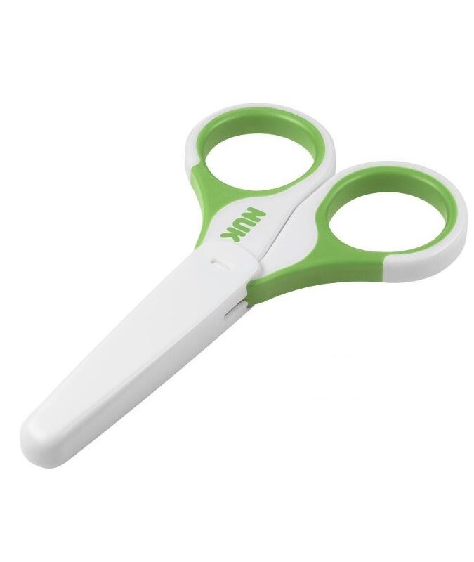 Detské zdravotné nožnice s krytom NUK zelené