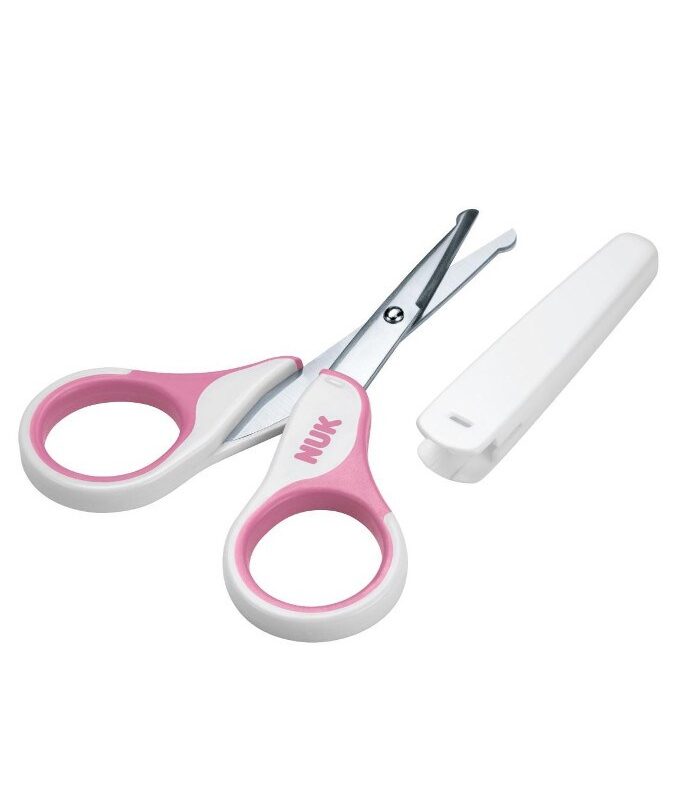Detské zdravotné nožnice s krytom NUK ružové