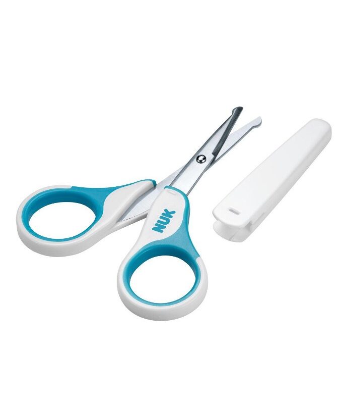 Detské zdravotné nožnice s krytom NUK modré