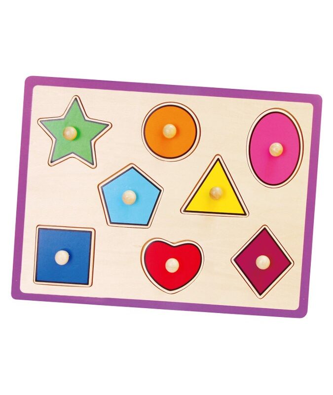 Detské drevené puzzle s úchytmi Viga Geometrické tvary