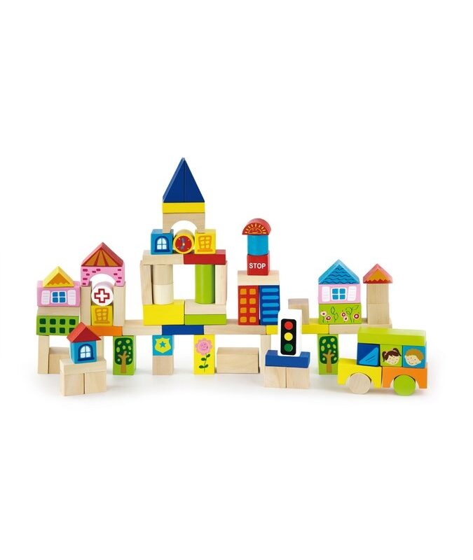 Drevené kocky pre deti Viga City 75 dielov