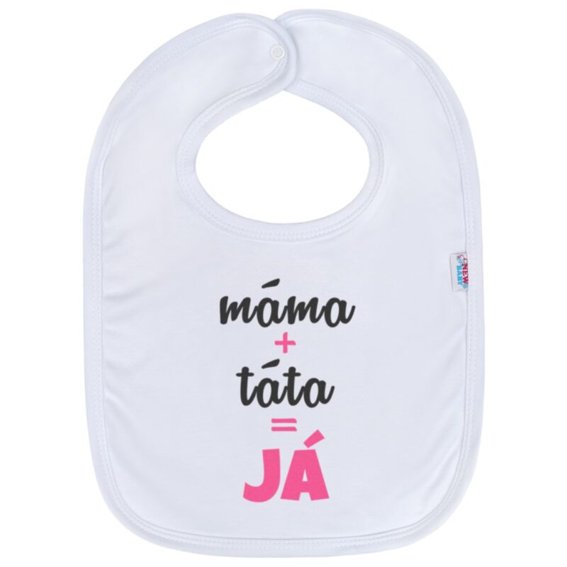 Detský podbradník New Baby máma+táta=JÁ ružový