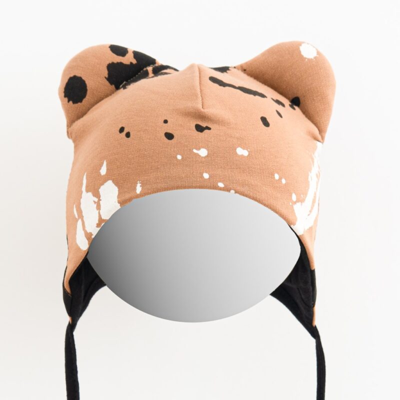 Dojčenská bavlnená čiapka s uškami New Baby labka horčicová