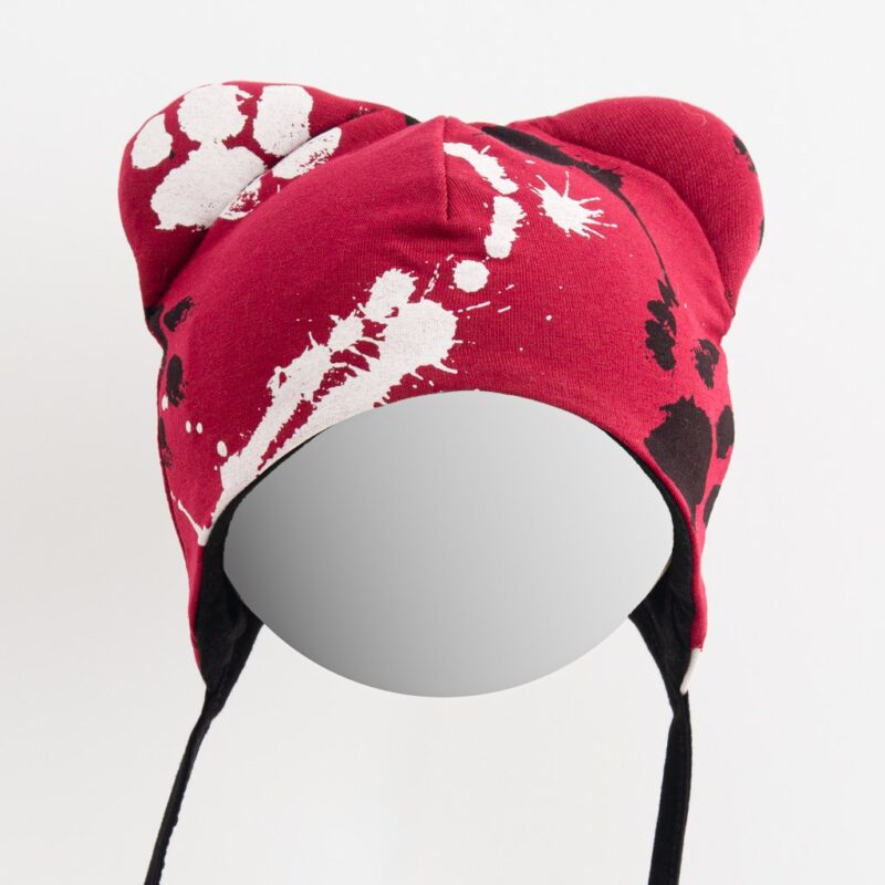 Dojčenská bavlnená čiapka s uškami New Baby labka tmavo ružová