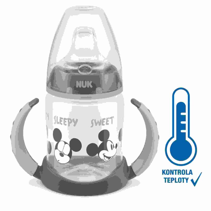 Dojčenská fľaša na učenie NUK Disney Mickey s kontrolou teploty 150 ml sivá