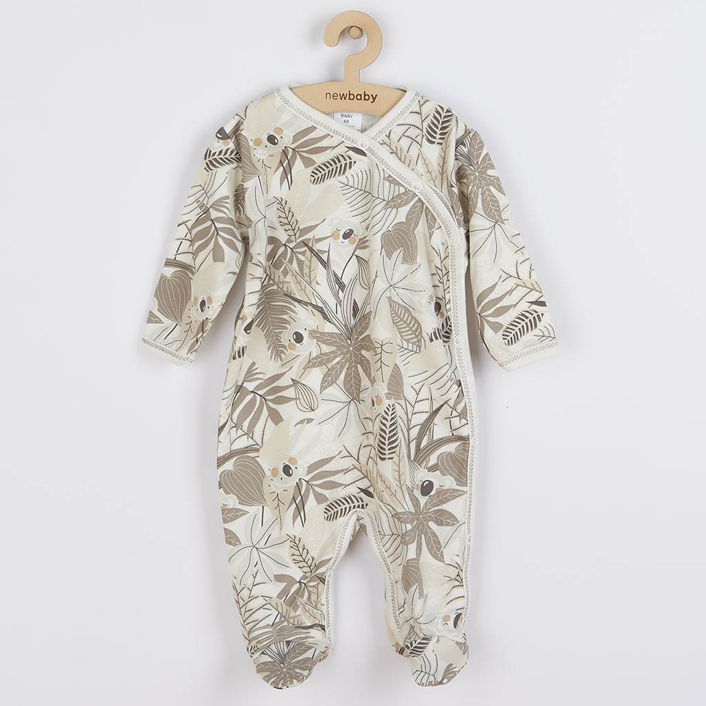 Dojčenský bavlnený overal s bočným zapínaním New Baby Lovely hnedý