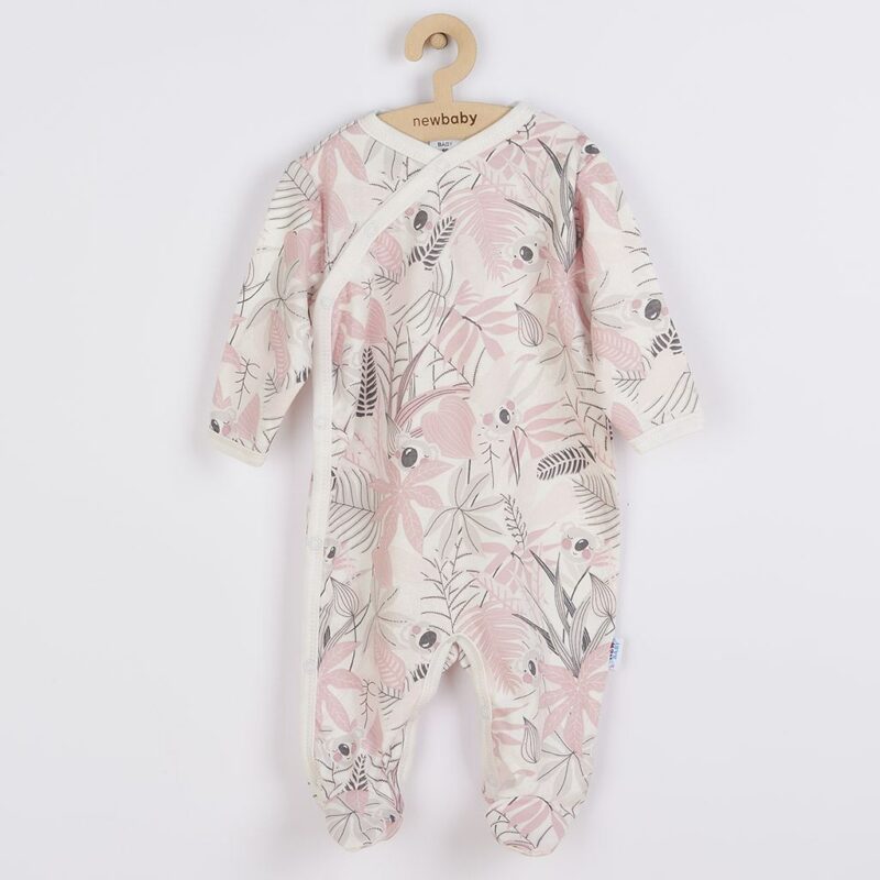 Dojčenský bavlnený overal s bočným zapínaním New Baby Lovely ružový