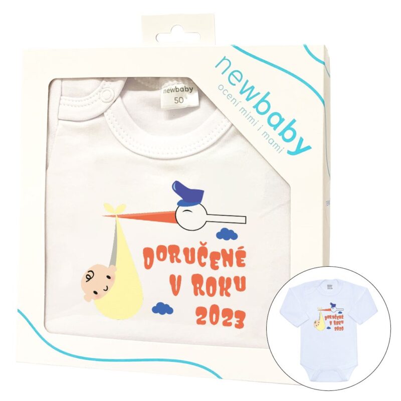 Body s potlačou New Baby Doručené v roku 2023 - darčekové balenie