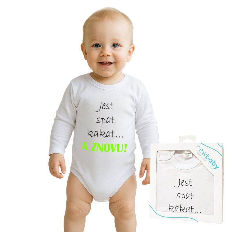 Body s potlačou New Baby Jesť spať kakať...a ZNOVU - darčekové balenie