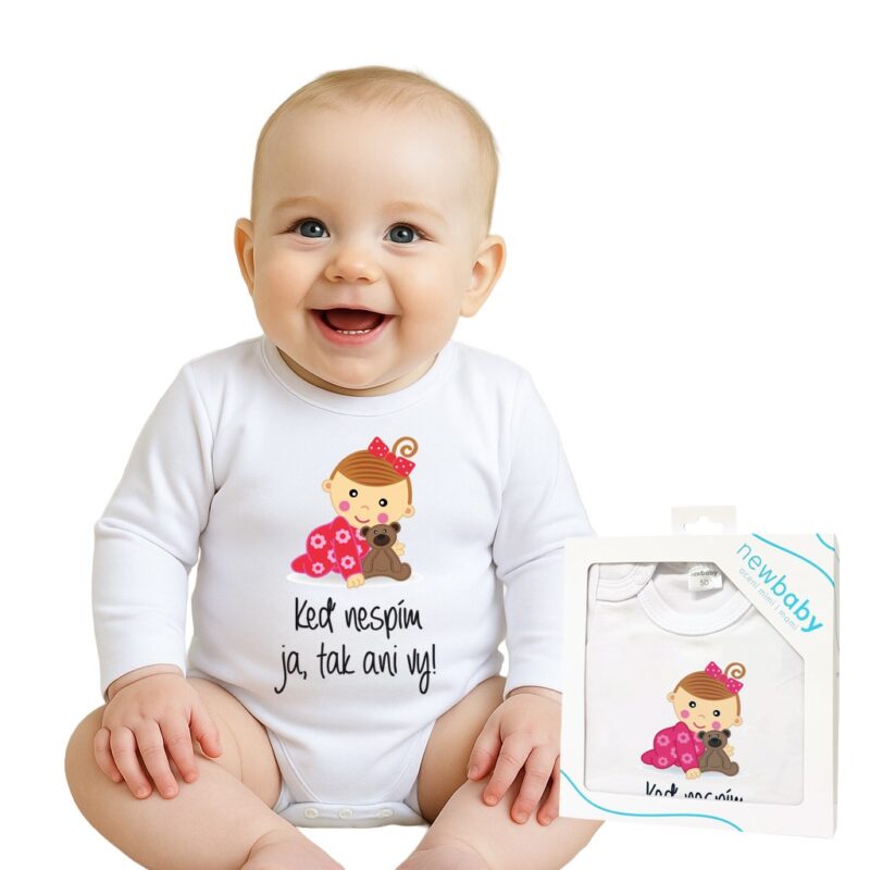 Body s potlačou New Baby Keď nespím ja, tak ani vy - darčekové balenie