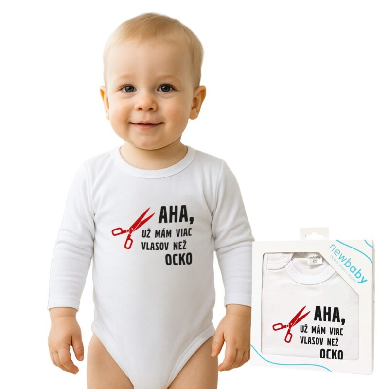 Body s potlačou New Baby Viac vlasov než ocko - darčekové balenie