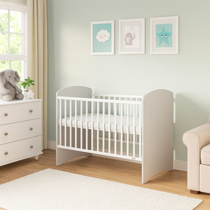 Detská postieľka New Baby LEO bielo-sivá