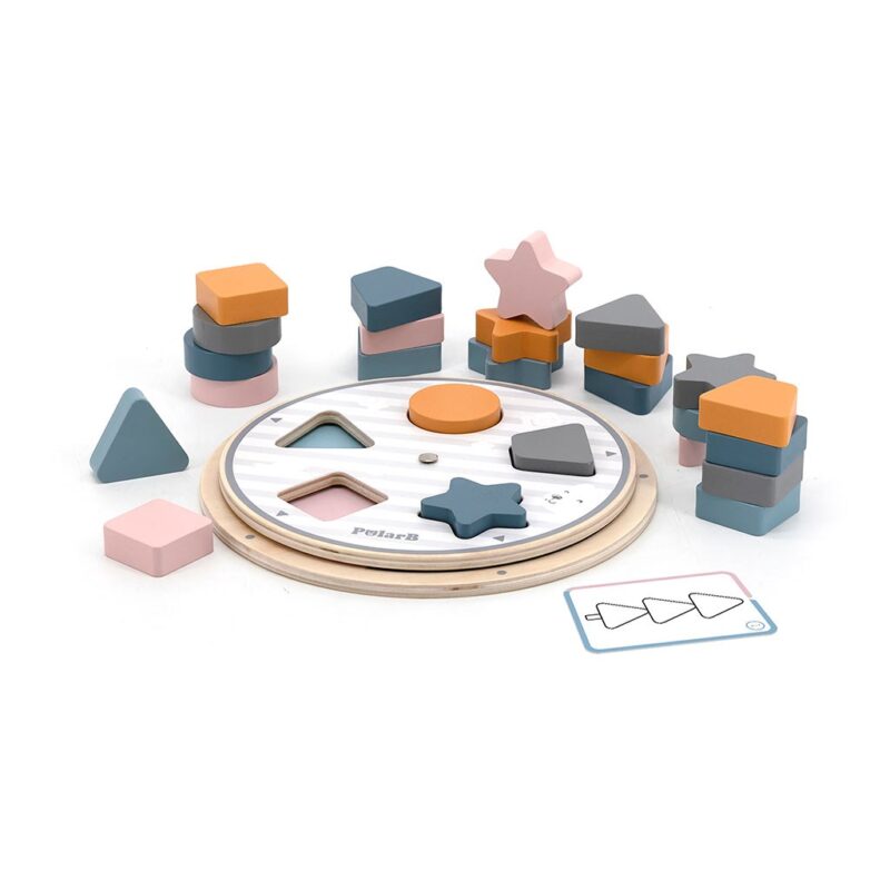 Drevené vkladacie puzzle Viga tvary a farby