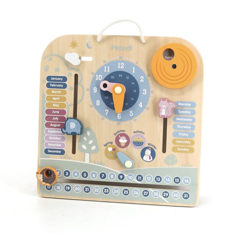 Drevený kalendár pre deti s hodinami Viga