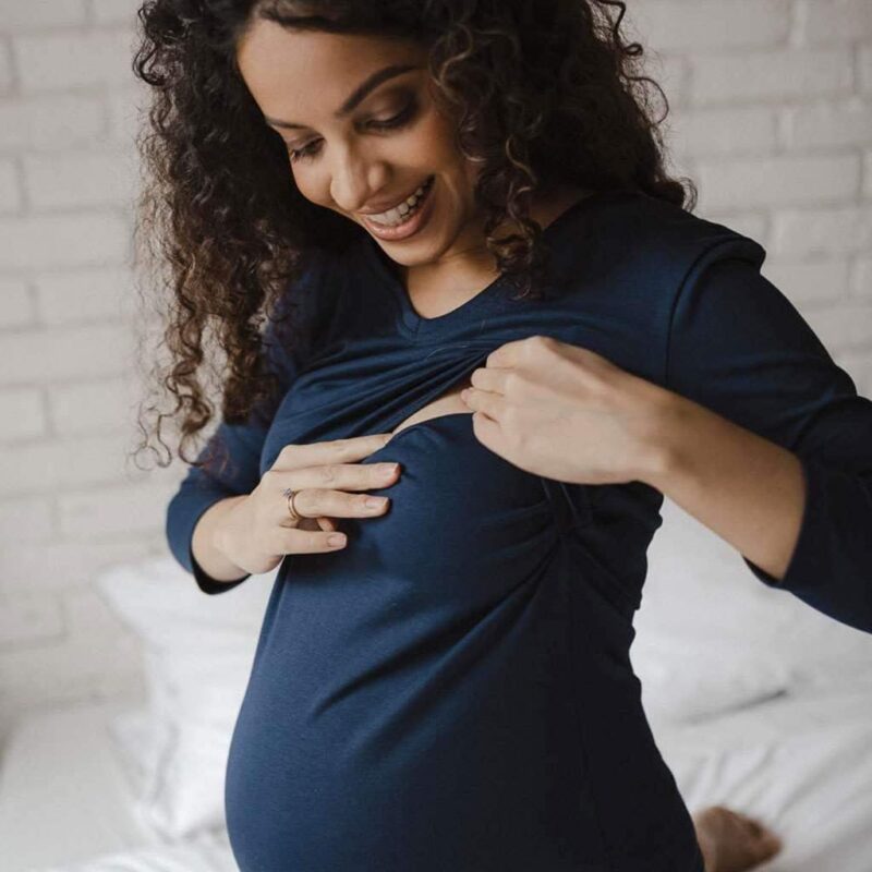 Tehotenské a dojčiace tričko Milk Shirt milk & love modrá