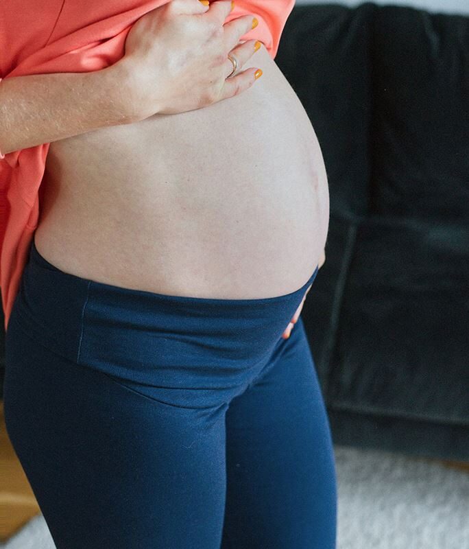 Tehotenské legíny s vysokým pásom milk & love modrá