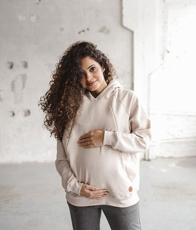 Tehotenská a dojčiaca mikina Motherhood oversize milk & love béžová