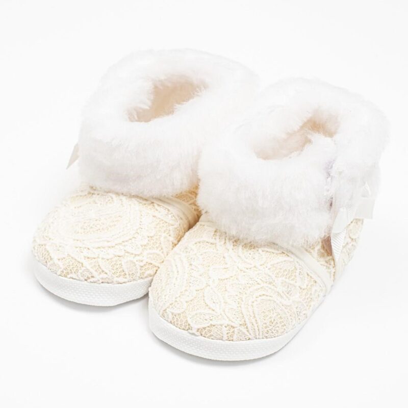 Dojčenské zimné krajkové kozačky New Baby 3-6 m béžové