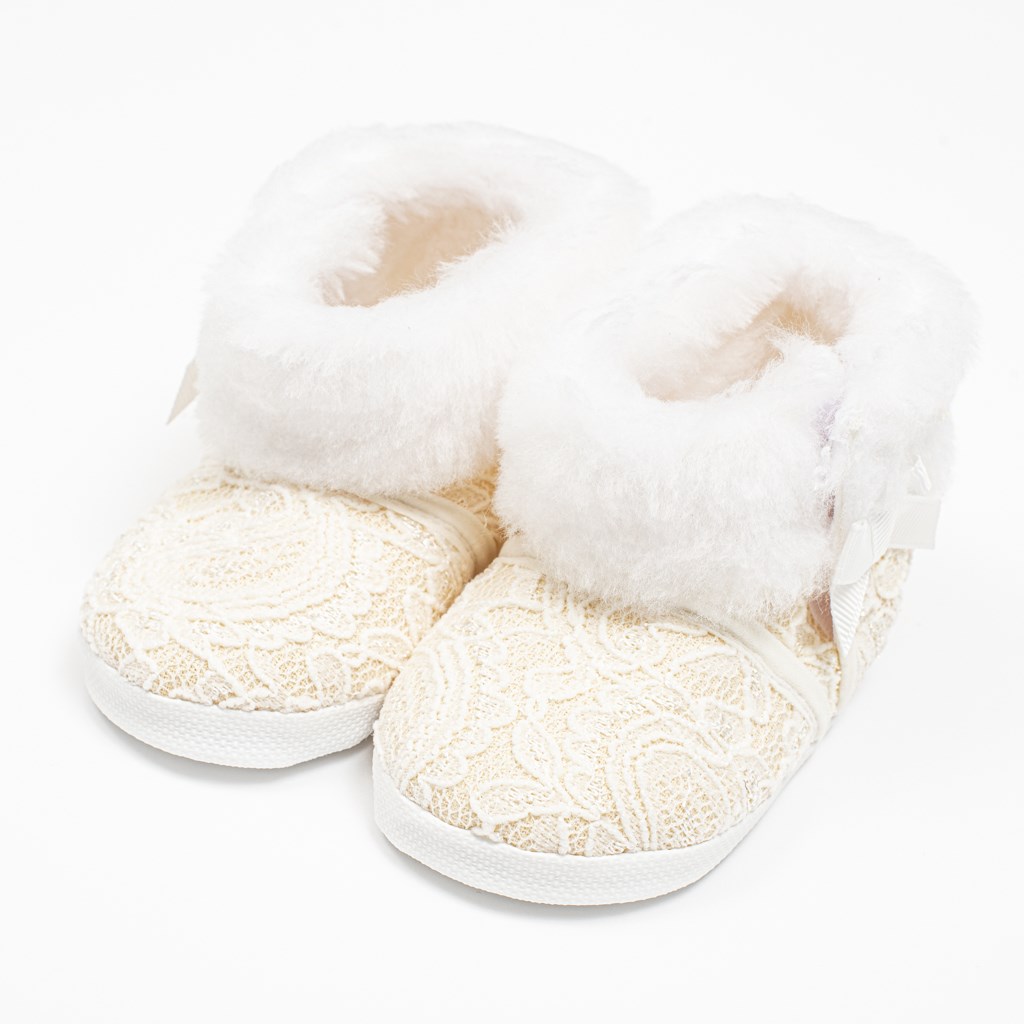 Dojčenské zimné krajkové kozačky New Baby 6-12 m béžové