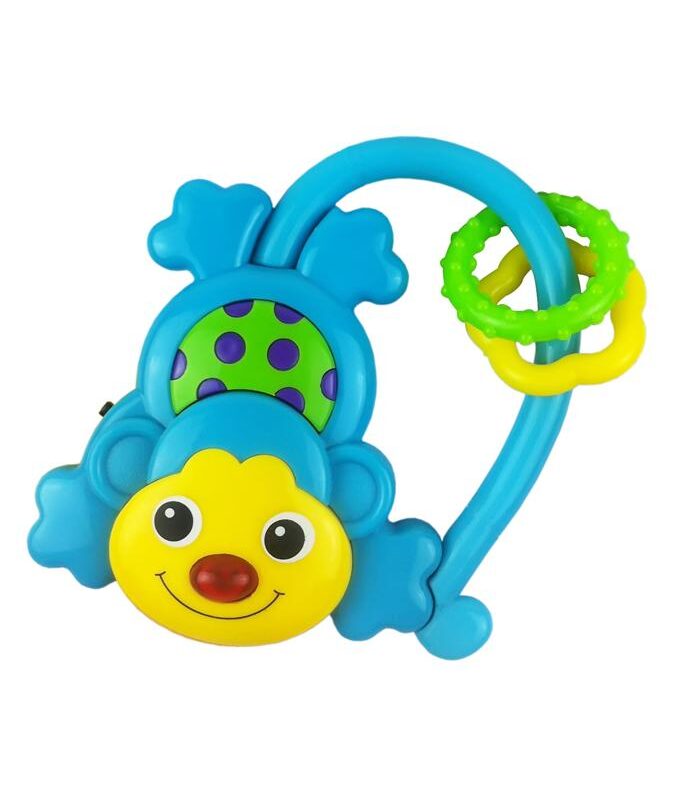 Detská hrkálka so zvukom Baby Mix Opička modrá