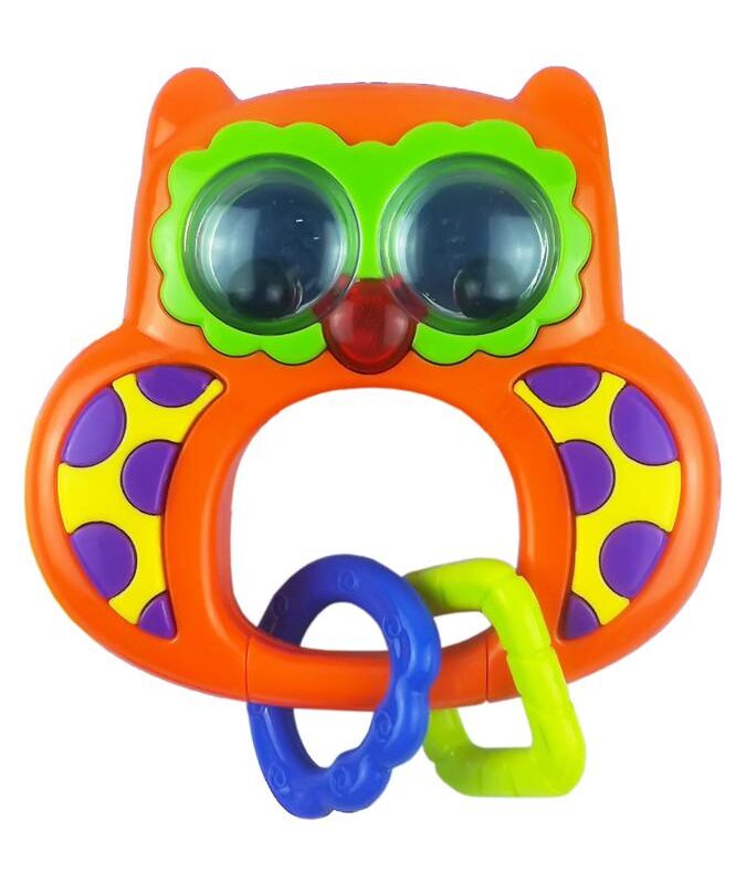 Detská hrkálka so zvukom Baby Mix Sovička oranžová