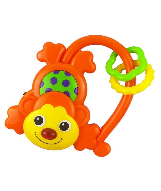 Detská hrkálka so zvukom Baby Mix Opička oranžová